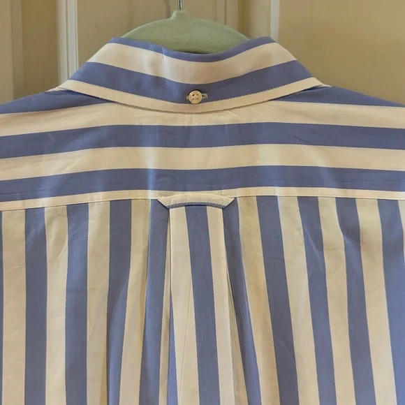 Faconnable Blue and White Striped Button Down Shirt - Picture 5 of 6